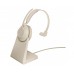 Jabra Evolve2 65, Link380a UC Mono Stand Beige [26599-889-988] - Беспроводная моно гарнитура, UC, USB-A+зарядная подставка